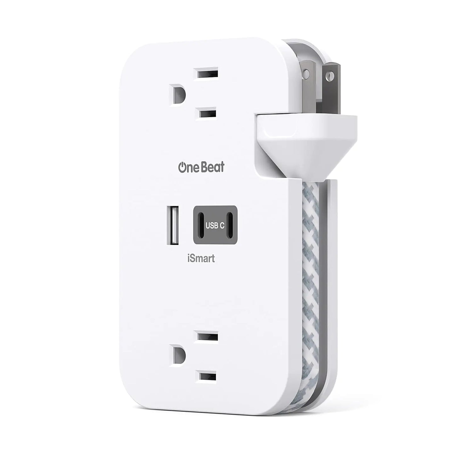 Travel Essentials Cruise Ship Power Strip with USB Ports 2 Outlets 3 USB (2 USB C) Wrapped Short Extension Cord 12 inches Desktop Charging Station Power Strip for Travel Hotel Cruise Must Haves