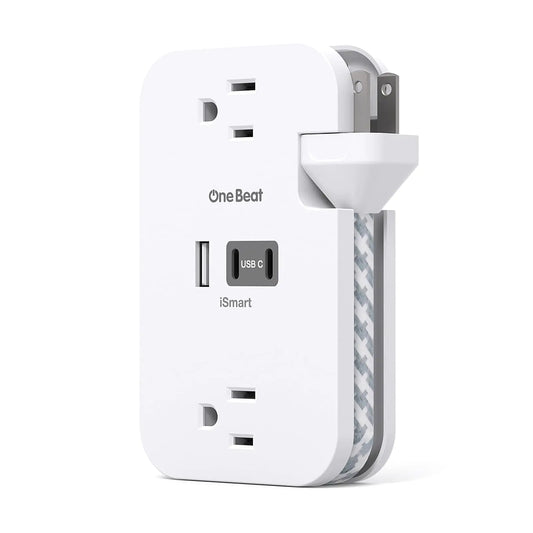 Travel Essentials Cruise Ship Power Strip with USB Ports 2 Outlets 3 USB (2 USB C) Wrapped Short Extension Cord 12 inches Desktop Charging Station Power Strip for Travel Hotel Cruise Must Haves