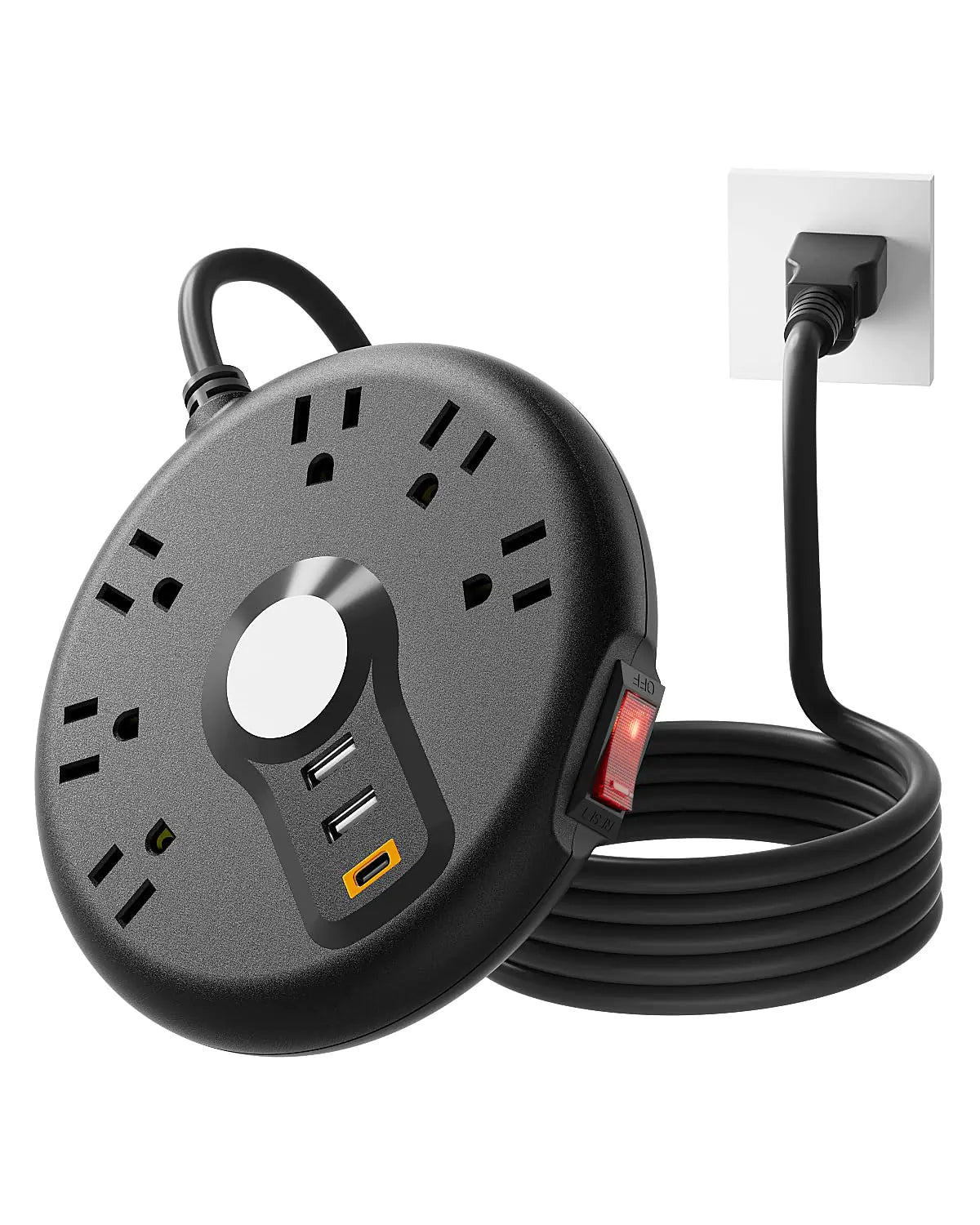 Cruise Approved Power Strip with 3 USB Ports(2 USB A Ports & 1 USB C PD18W) 6 Outlets Plug Extender with 3.28FT Extension Cord No Surge Protector Cruise Essentials for Cruise/Home/Office - Black