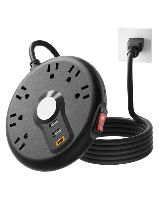 Cruise Approved Power Strip with 3 USB Ports(2 USB A Ports & 1 USB C PD18W) 6 Outlets Plug Extender with 3.28FT Extension Cord No Surge Protector Cruise Essentials for Cruise/Home/Office - Black